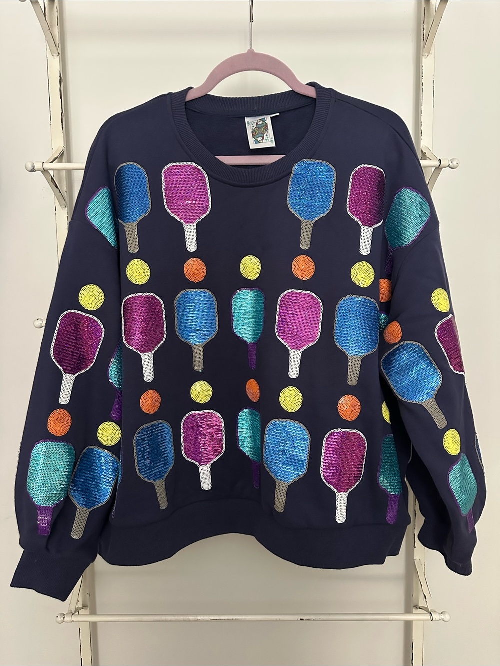 Queen of Sparkles Navy Blue Pickleball Sweatshirt